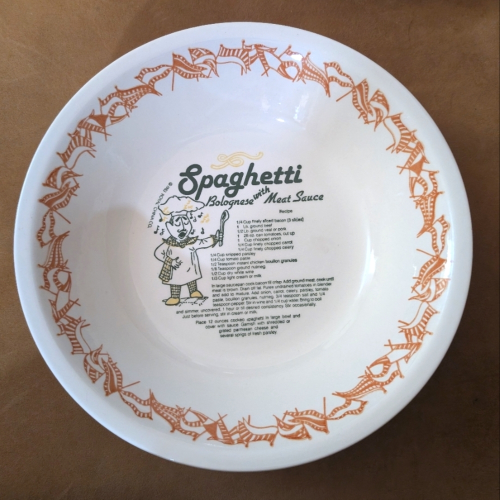 Vintage Spaghetti Recipe Ceramic Bowl